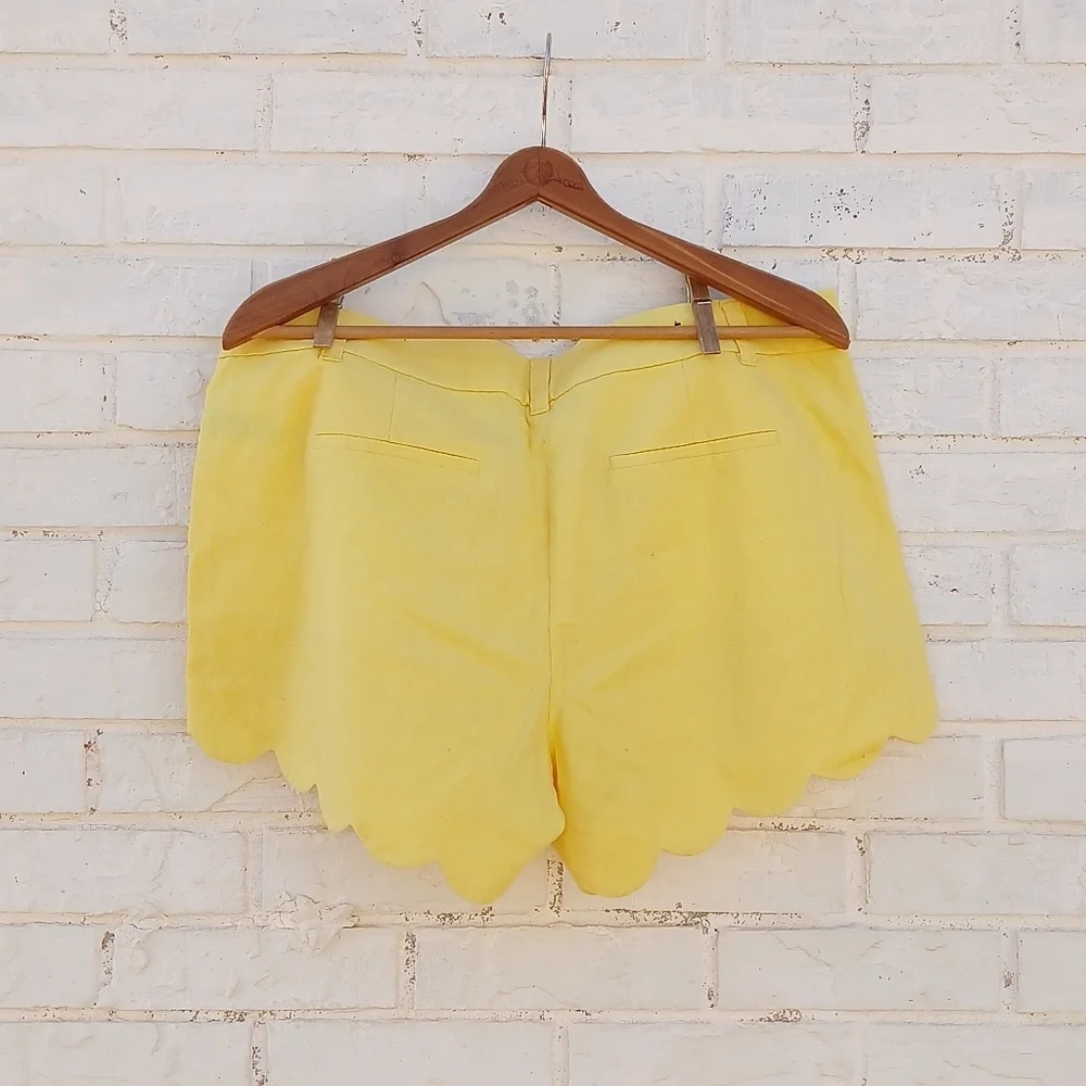 J. Crew Linen Yellow Scalloped Hem Shorts - Picture 6 of 8